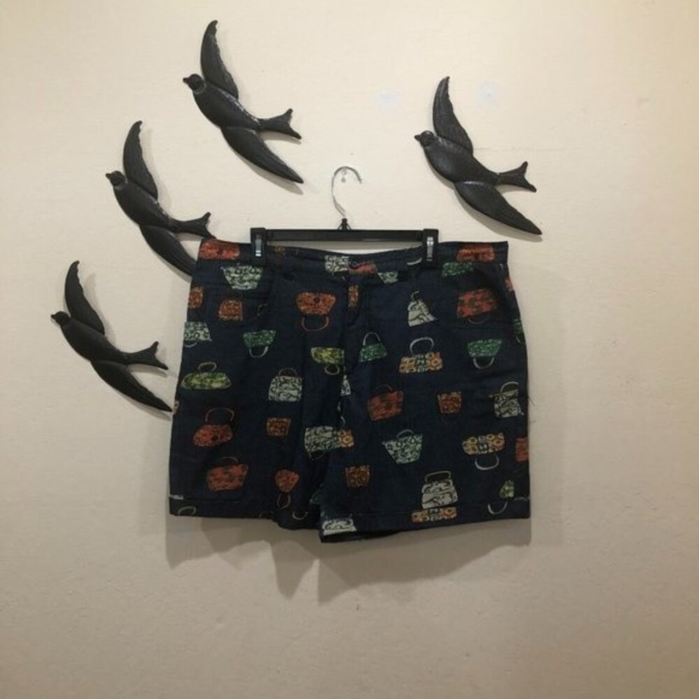 Tatyana Chica Purse Print Retro Denim Shorts - Size 3XL - Picture 7 of 9